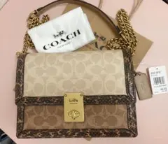 定価86,900 新品coach高級感ハットンバッグ シグネチャースネークスキン