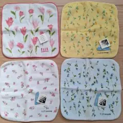 レディース 花柄タオルハンカチ 4枚まとめ売り