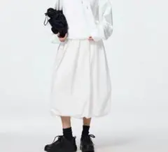 gu バブルヘムミディスカート M オフ　ホワイト　バルーンスカート