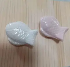 鯛の紅白陶器箸置き2個セット