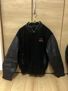 レザーウールスタジャン 黒