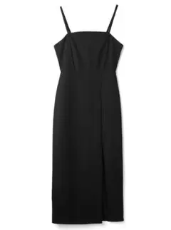 GRL キャミ　ロング　ワンピース　タイト　スリット　ブラック　黒　XS