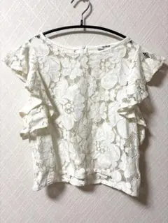 【ZARA】レース 半袖 トップス ホワイトのサムネイル