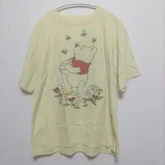 XL 刺繍 Winnie the Pooh プーさん Tシャツ 海外規格 黄色