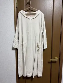 サマンサモスモス　セーラー襟　ロングワンピース　麻　ゆったりシルエット　ベージュ