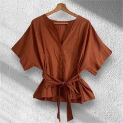 BEAUTY& YOUTHUNITED ARROWS ブラウン半袖Vネックシャツ