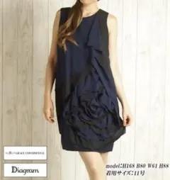 Diagram 黒ネイビー ノースリーブ ワンピース 34