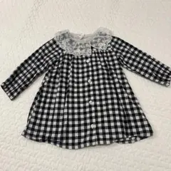 H&M チェック柄レース襟ワンピース 80cm