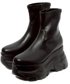 【R&E】厚底ラバーStormストレッチショートブーツ