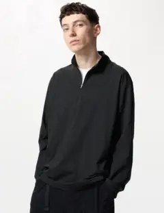 ユニクロ ドライEXUVカットハーフジップTシャツ