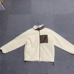 アイボリー フリースジャケット ブラウンポケット