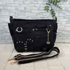 デニムリメイク　ショルダーバッグ　サイドポケット　Ｄカン付き