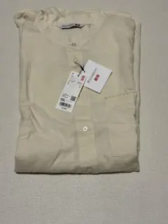 新品　ユニクロ　リネンブレンドロングシャツノースリーブ