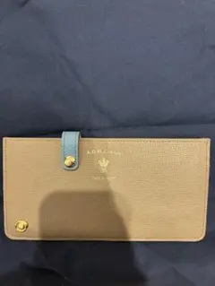 スリム長財布 ベージュ×ブルーのサムネイル