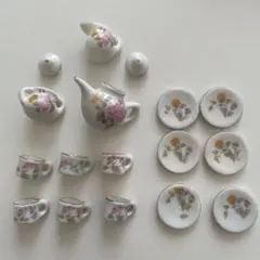ミニチュアティーセット 陶器 花柄