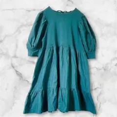 【ZARA】M 半袖 チュニック ワンピース バルーンスリープ ティアード 膝丈