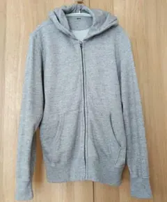ユニクロ　スウェットフルジップパーカ（長袖）裏パイル　グレー　コットン　Ｌ