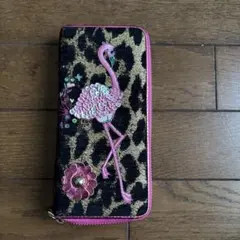 シンクビーフラミンゴ刺繍 長財布