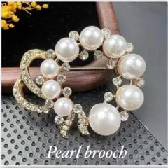 ブローチ　パール　ビジュー　入学　卒業　ピンタイプ　ゴールド　上品