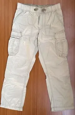 H&M キッズカーゴパンツ130サイズ　裾ロールアップ　ベージュ