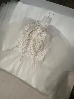 ominefans新品◆演奏会/パーティ/舞台/撮影◆白＋装飾/チュールロング