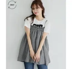 2WAY ギンガムチェック チュニック 半袖