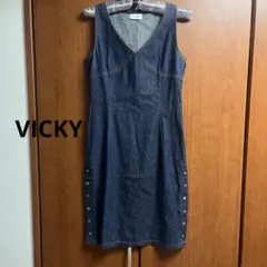 VICKY ノースリーブワンピース ネイビー ミニワンピース　デニムのサムネイル