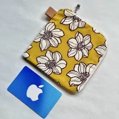 82) L字ファスナーポーチ　フラワー　イエロー(送料込み)