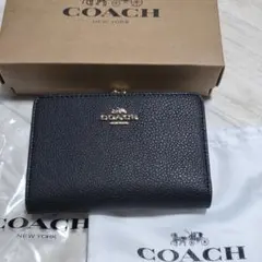 COACH 二つ折り　がま口　新品　財布 ブラックのサムネイル