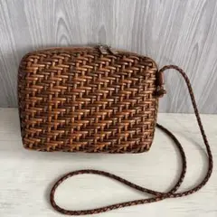 ブラジル製 CEM ショルダーバッグ 本革 レザー 編み込み カゴ ブラウン