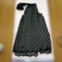 ブラックストライプノースリーブチュニック