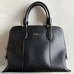 極美品フルラ テッサ 2way ショルダーバッグ ハンドバッグ黒 レザー 