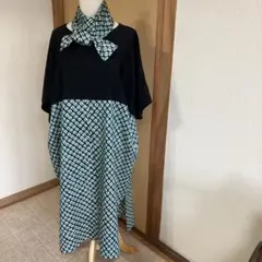 着物リメイクの絞りと黒のチュニック