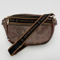 【美品】CASTELBAJAC ダブルファスナー　牛革　ウエストポーチ　茶色