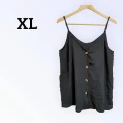 ブラック ノースリーブ チュニック【XL】レディース トップス 黒 シンプル