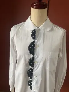 COMME des GARCONS コムコム前立てドットデザイン丸襟 長袖シャツ 