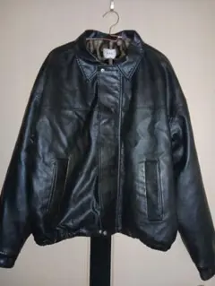 w.w.gブラックレザーライクジャケット