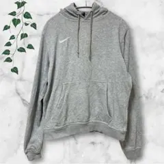 NIKE ナイキ ワンポイント刺繍ロゴ パーカー 杢グレー S 雰囲気系 ワーク