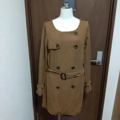 最終再値下げ美品ノーカラーコート ブラウン フリーサイズ