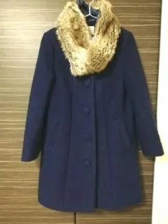 最終価格☆スライバーニット ウールコート VIS ファー付きのサムネイル