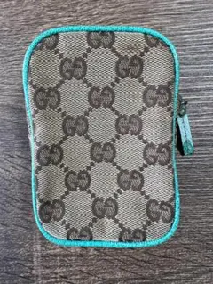 GUCCI GGパターン ポーチ ブラウン/ターコイズ