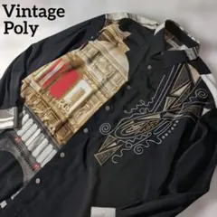 【OLD古着】90s 刺繍アートデザイン ポリシャツ 46