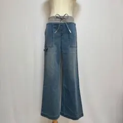 BLUE FRONCE デニムベイカーパンツ（38）ウエストドローコード　ワイド