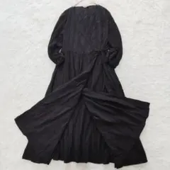 サマンサモスモス SM2 総刺繍カシュクールワンピース ギャザー フレア 黒