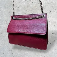 美品　マイケルコース　ショルダーバッグ　シボ革　チェーン　斜め掛け　レッド　赤