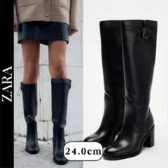 ZARA　ザラ　バックル付きヒールブーツ　37