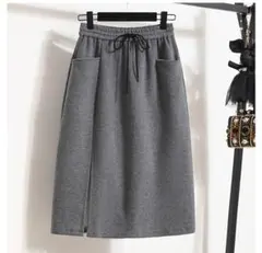ニット スリット スカート ビッグサイズ ミドル丈 Aライン 着痩せ効果