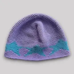 ＊パープル×ブルー＊ビーニー＊クラッシャーハット＊クロシェ＊オールシーズン＊星＊