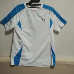 PUMA プーマ Tシャツ ホワイト×ブルー メンズ M