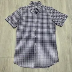 グリーンレーベルリラクシング　ボタンダウン　半袖チェックシャツ　S